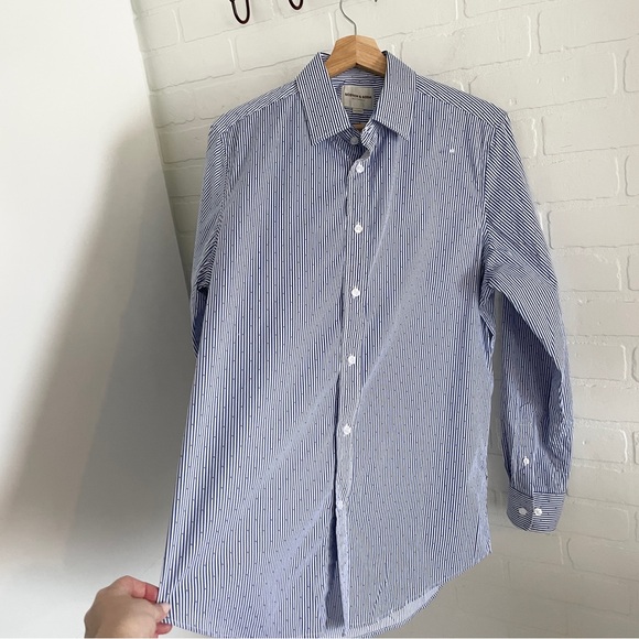 Scotch & Soda Amsterdam Blue/White Stripe Button-Down Shirt Men’s Sz 16.5 34/35 - Picture 9 of 13